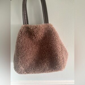 Brown Shearling Tote Bag